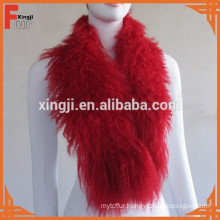 dyed mongolian fur red color tibet lamb scarf